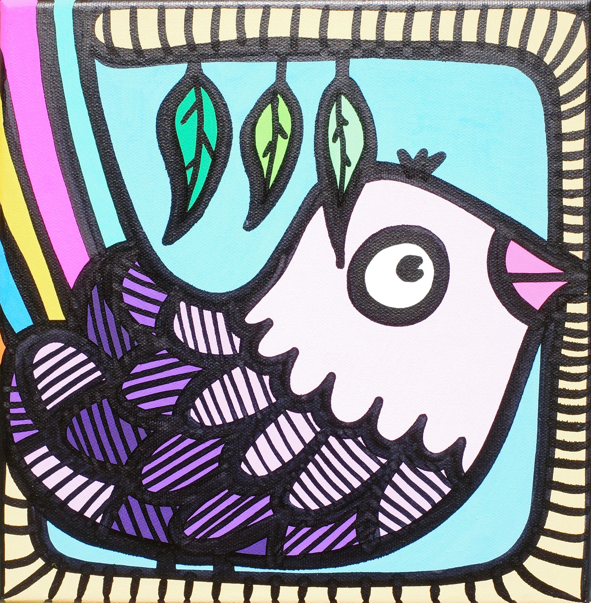 Rainbow Tailed Bird - Original painting