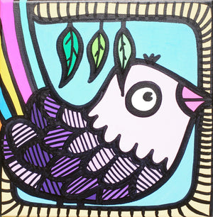Rainbow Tailed Bird - Original painting