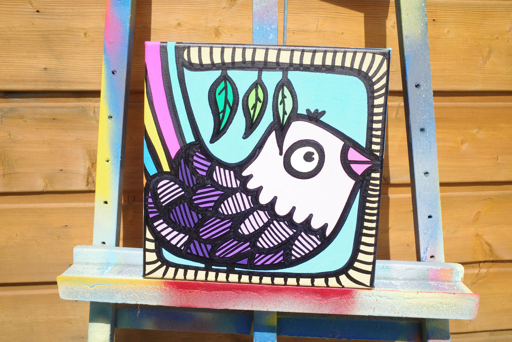 Rainbow Tailed Bird - Original painting