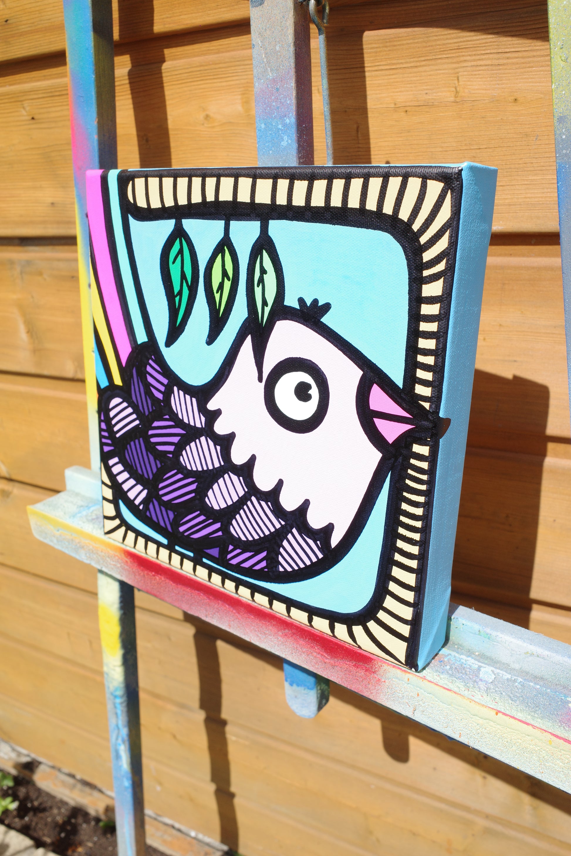 Rainbow Tailed Bird - Original painting