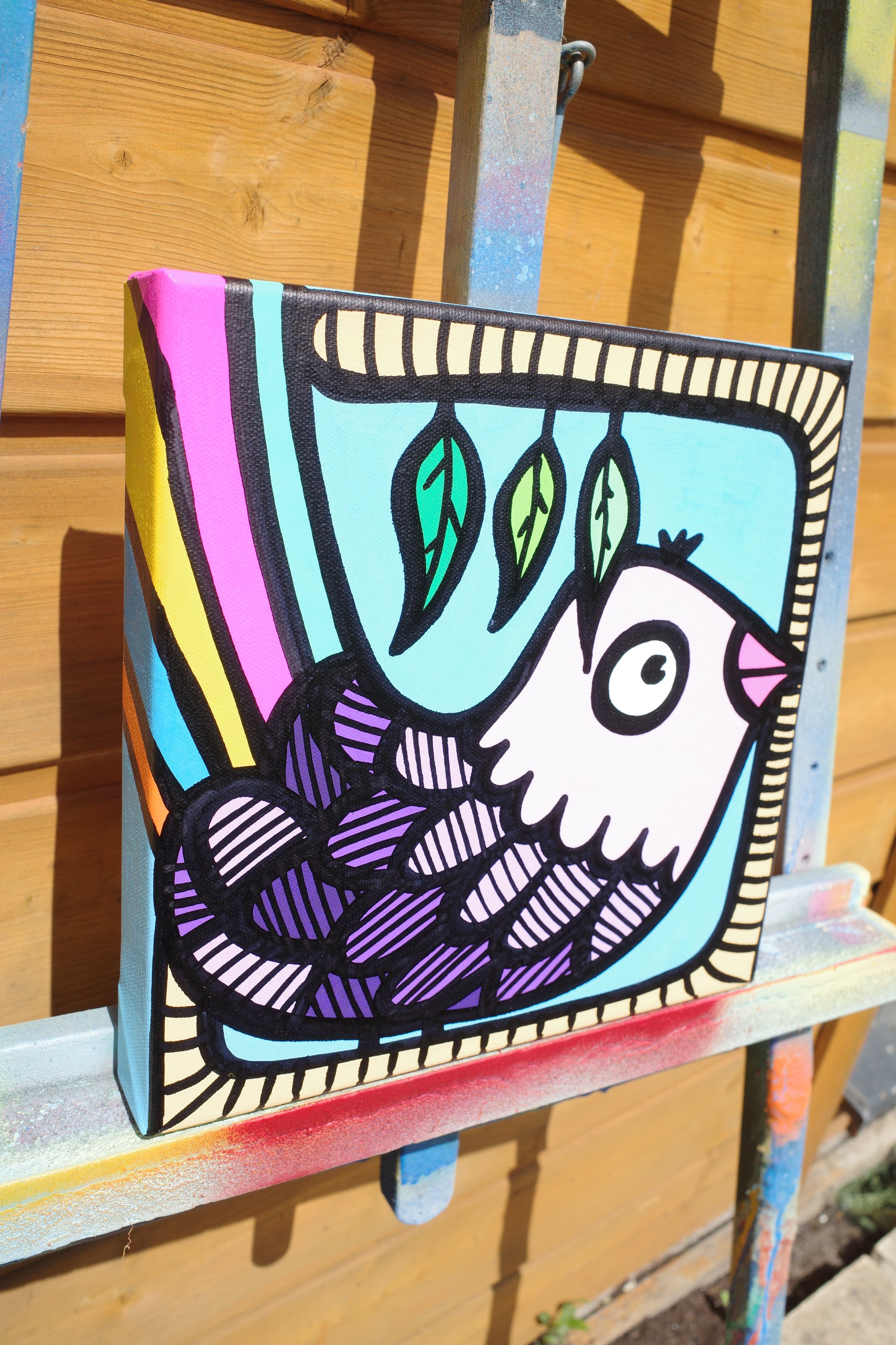 Rainbow Tailed Bird - Original painting