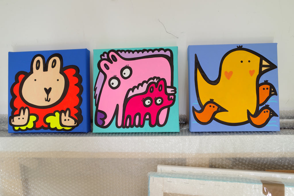 Mum & Young - Ducks - Original painting