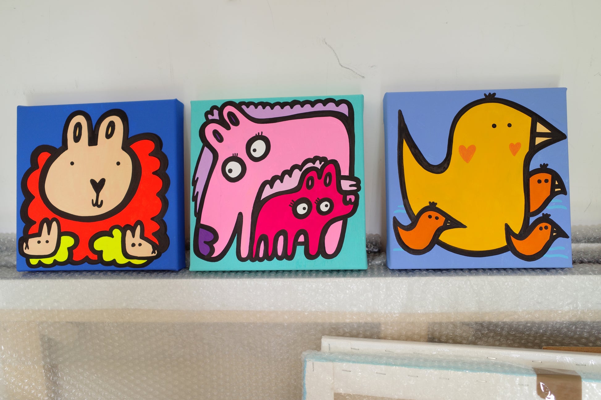 Mum & Young - Ducks - Original painting