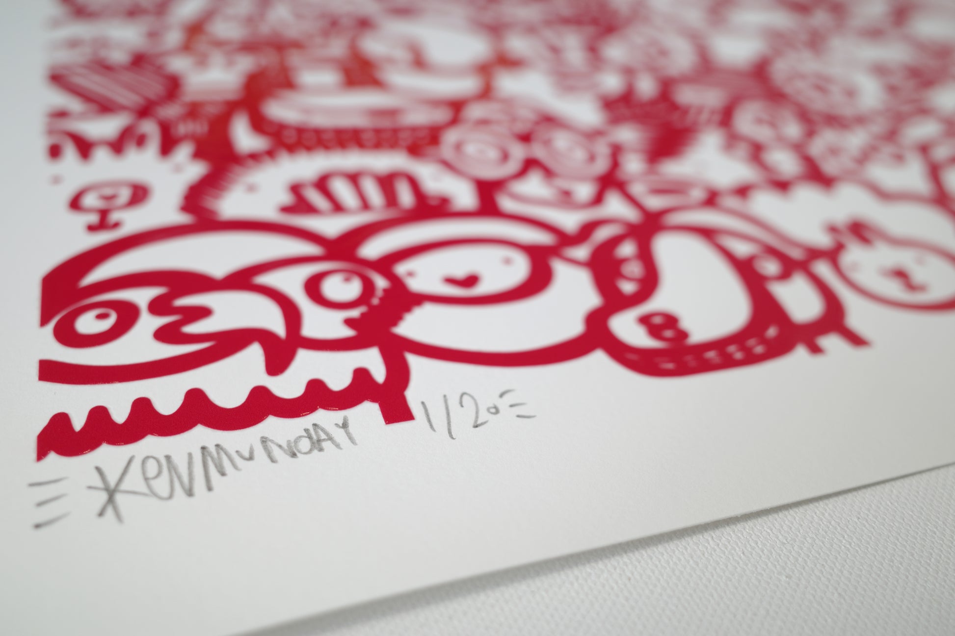 Smiley Society - Textured Giclee Print - Red