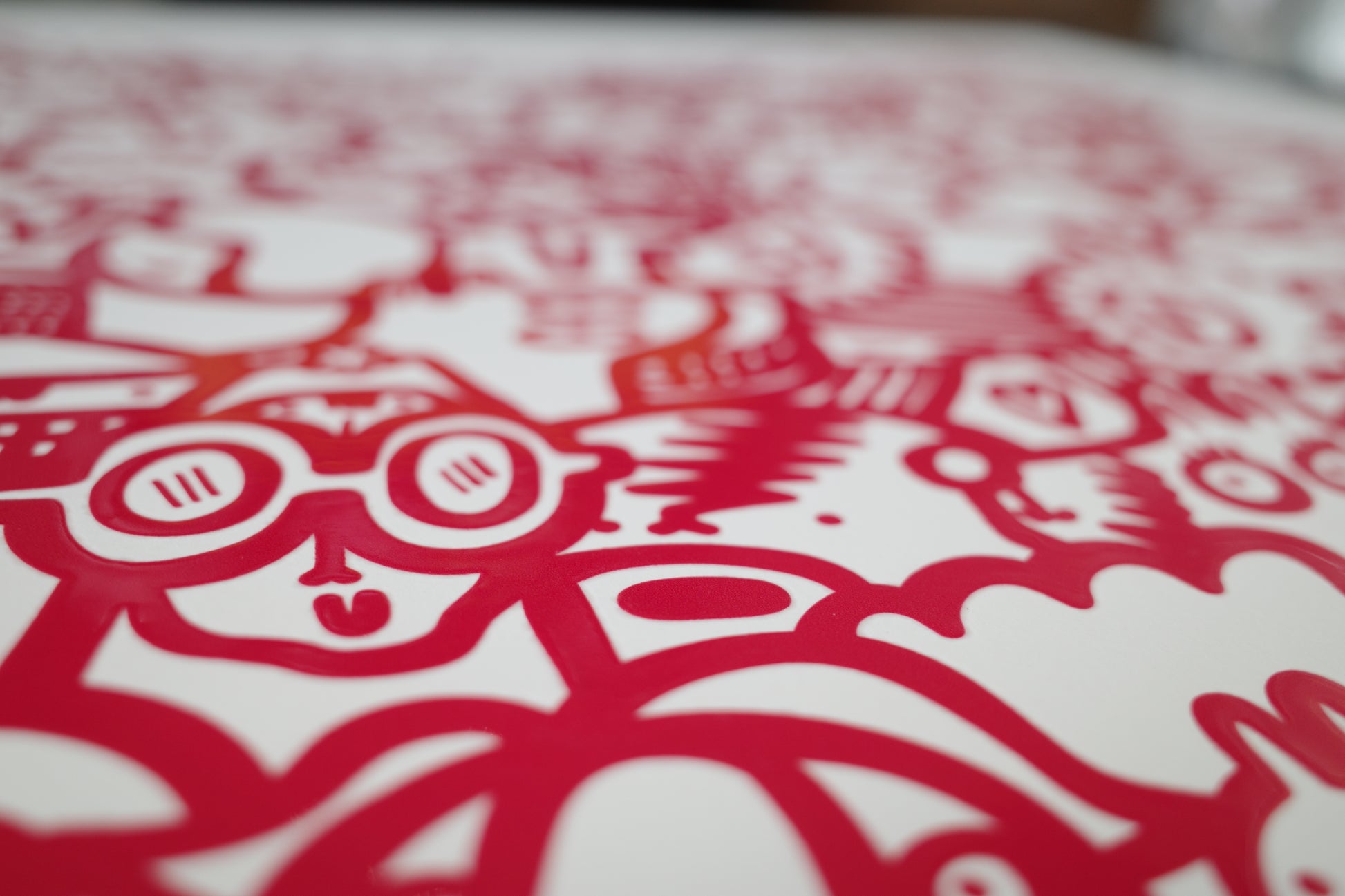 Smiley Society - Textured Giclee Print - Red