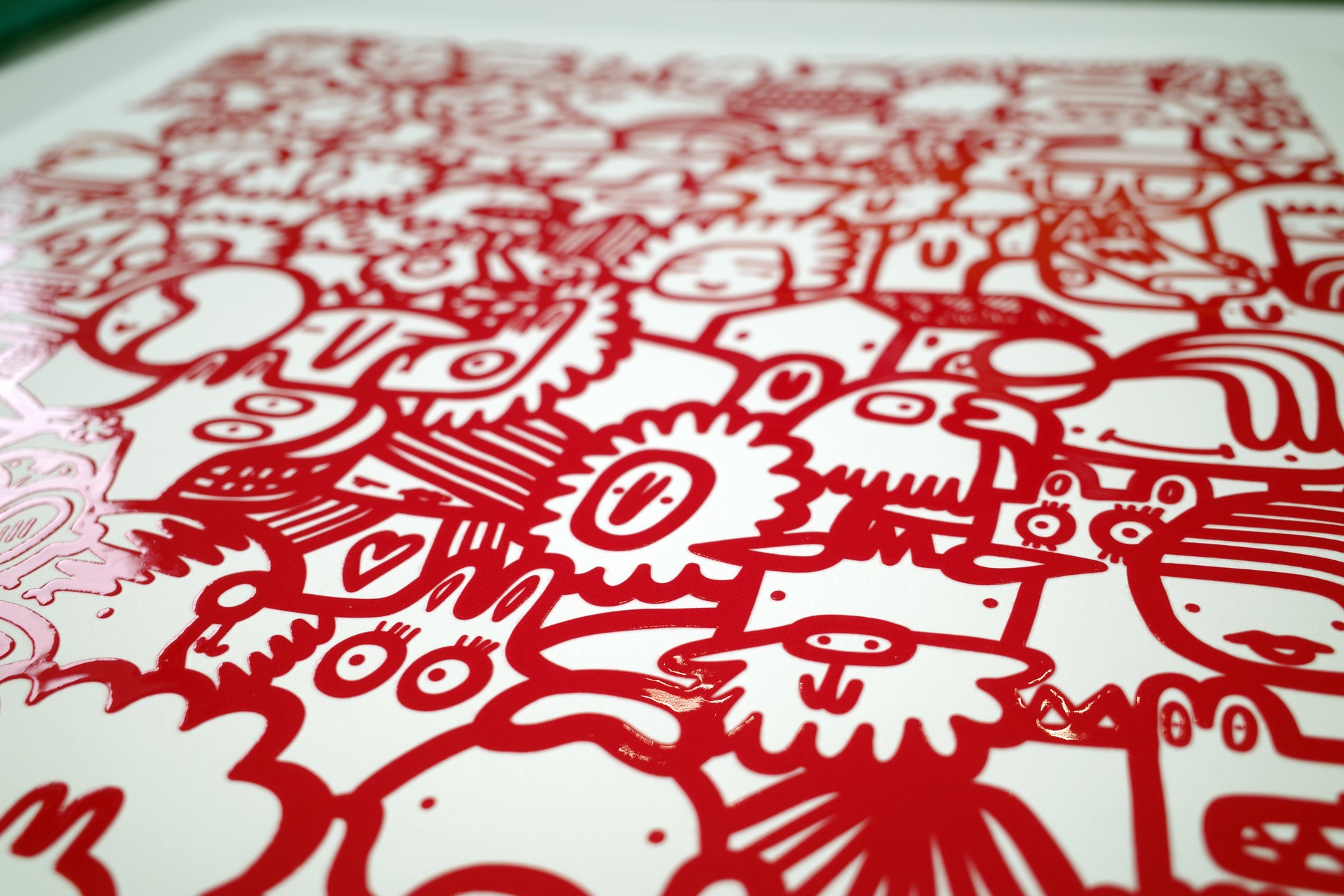 Smiley Society - Textured Giclee Print - Red