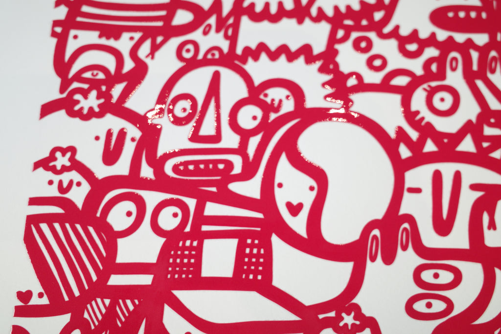Smiley Society - Textured Giclee Print - Red
