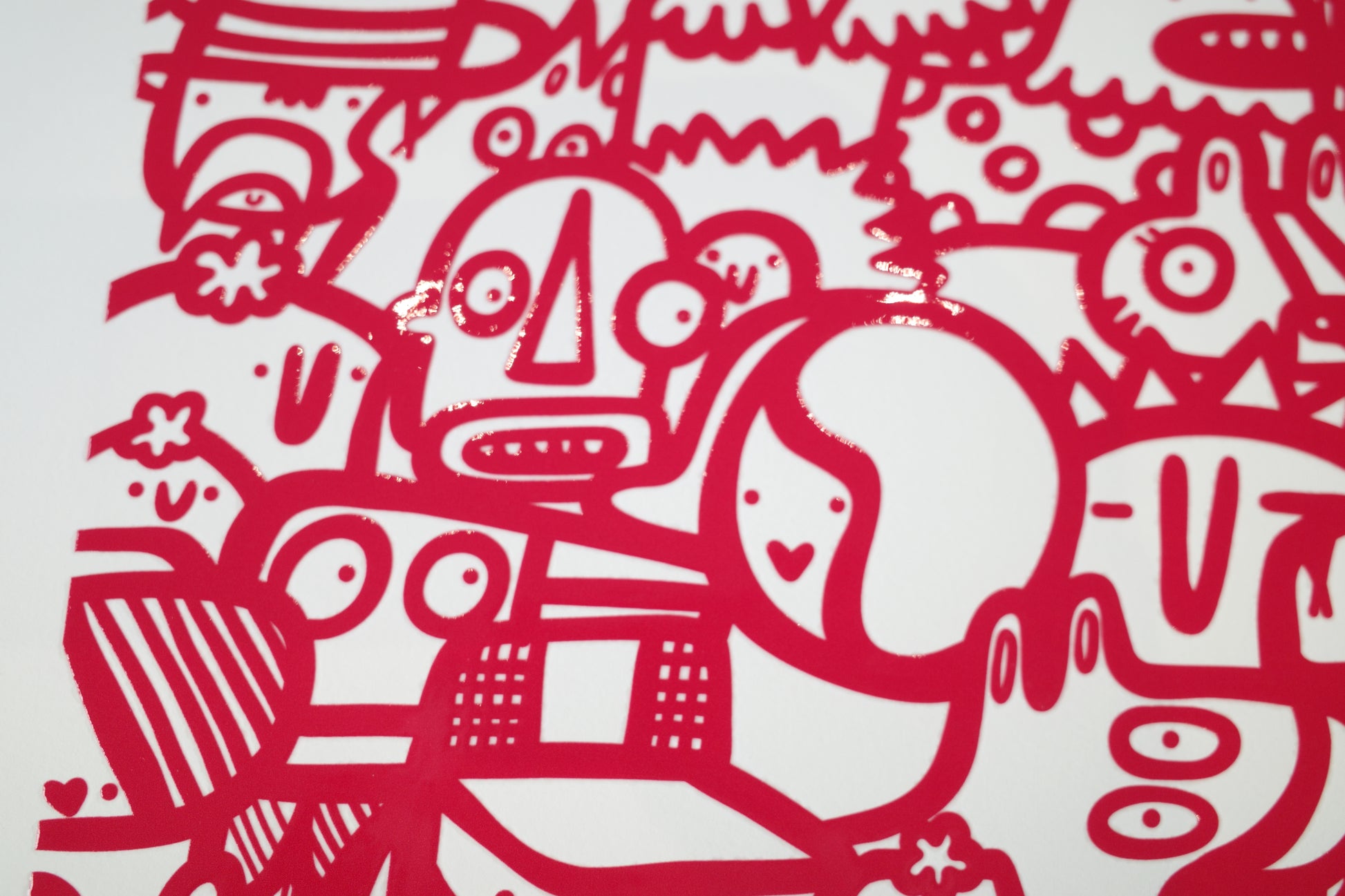 Smiley Society - Textured Giclee Print - Red