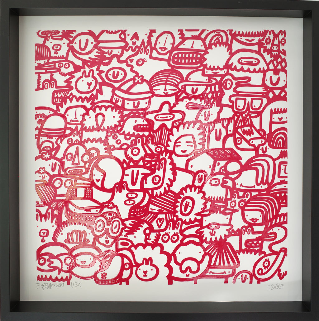 Smiley Society - Textured Giclee Print - Red