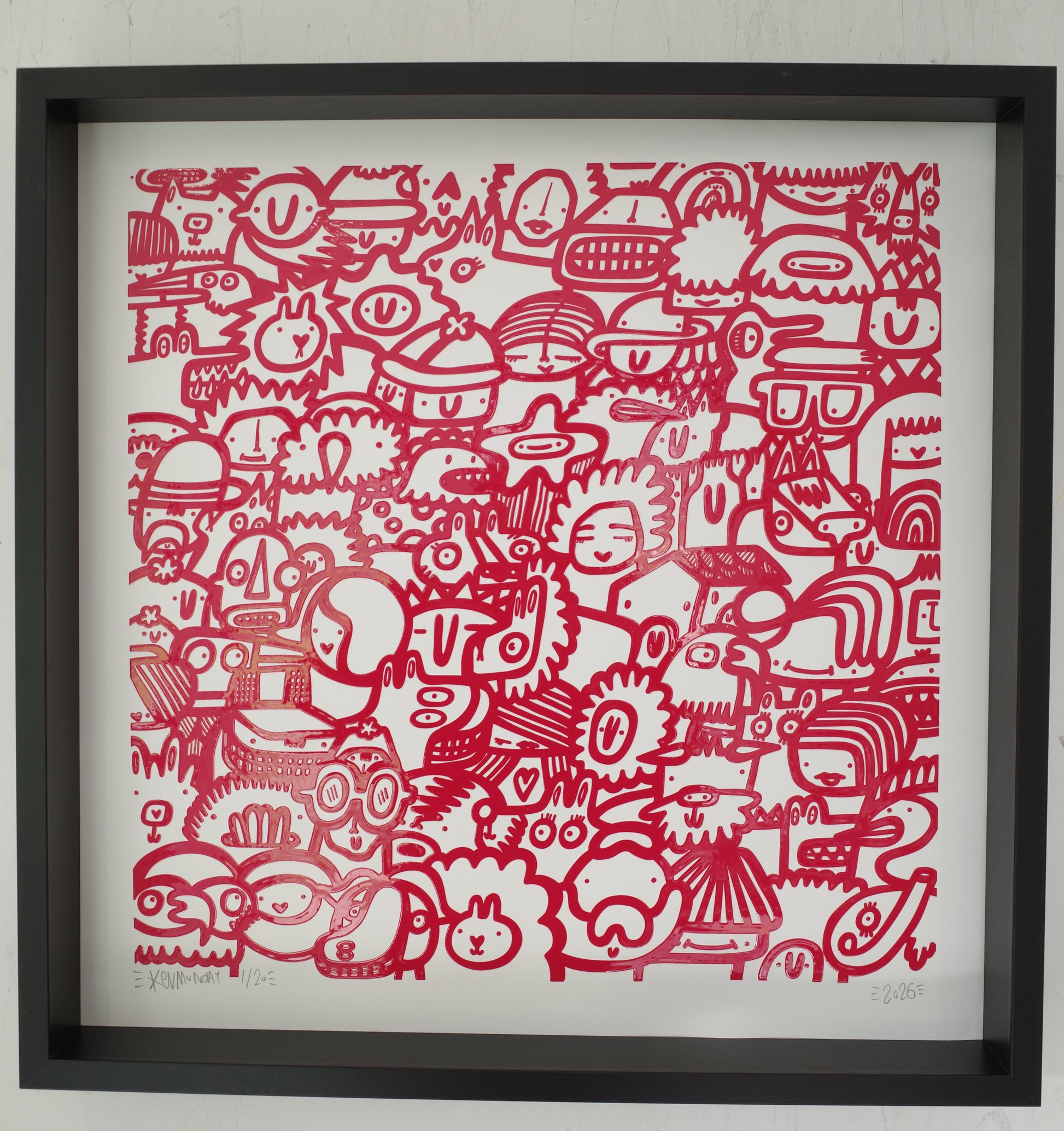 Smiley Society - Textured Giclee Print - Red