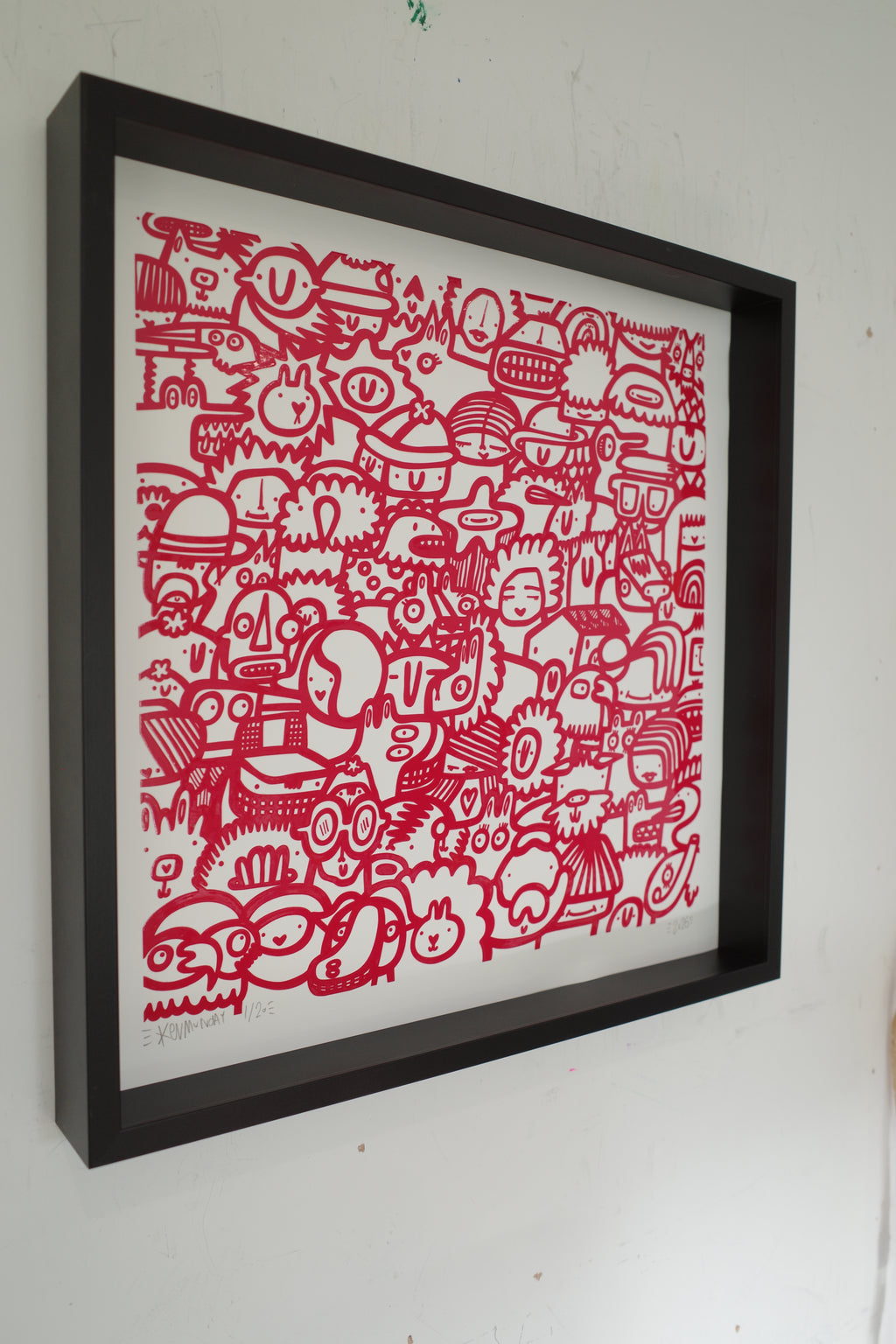 Smiley Society - Textured Giclee Print - Red