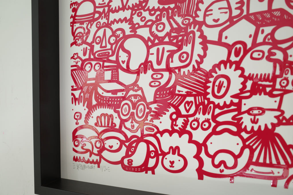 Smiley Society - Textured Giclee Print - Red