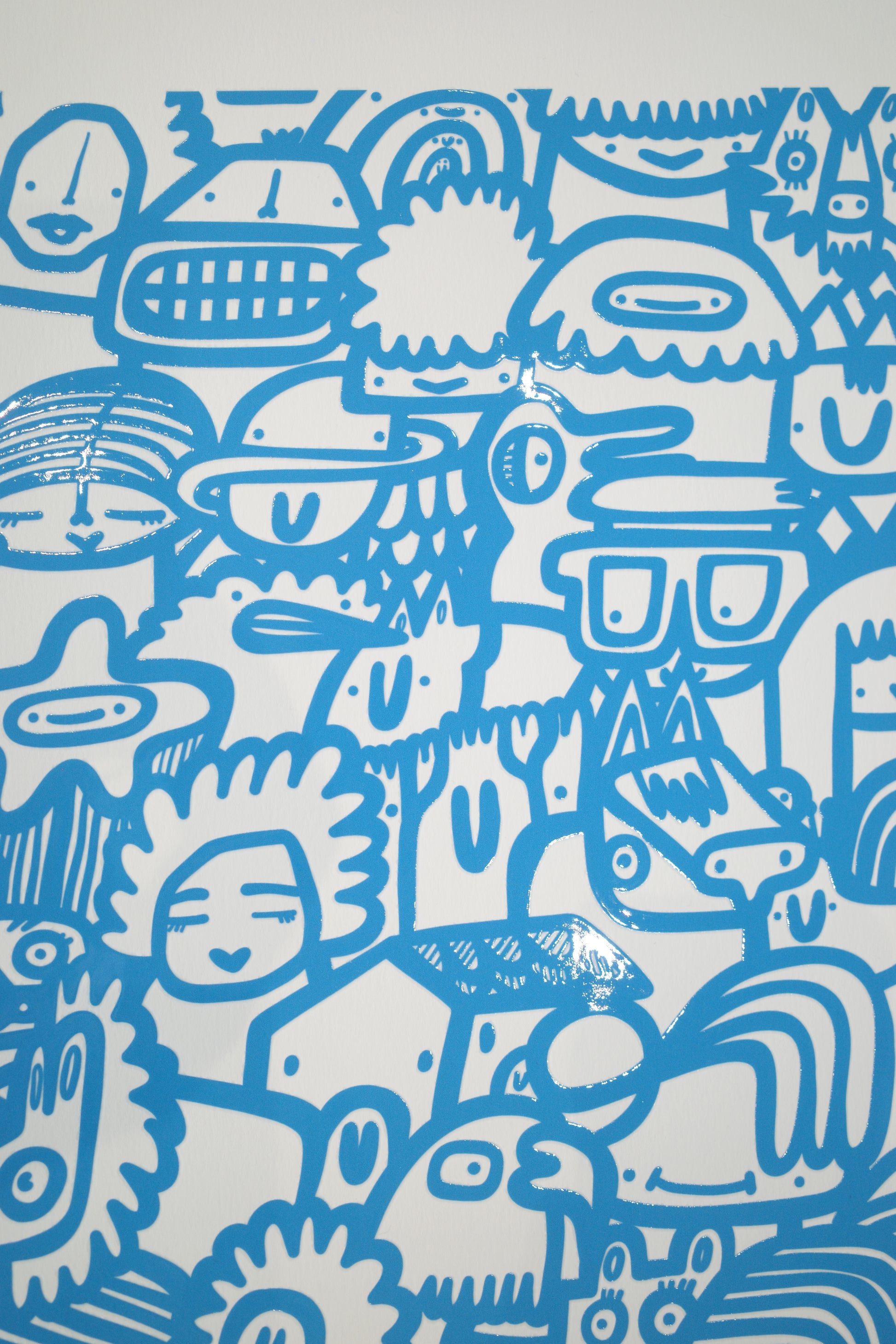 Smiley Society - Textured Giclee Print - Blue