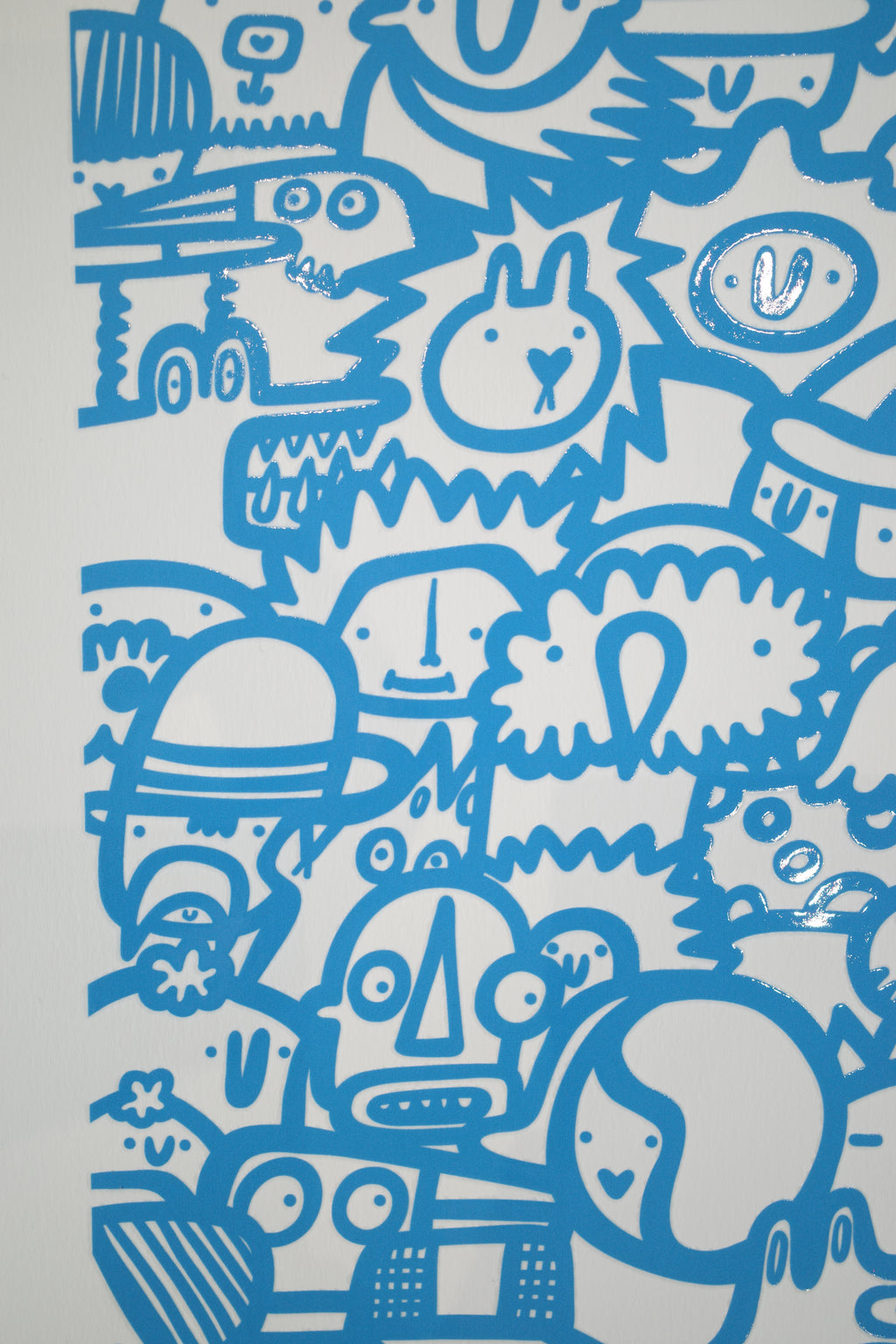 Smiley Society - Textured Giclee Print - Blue