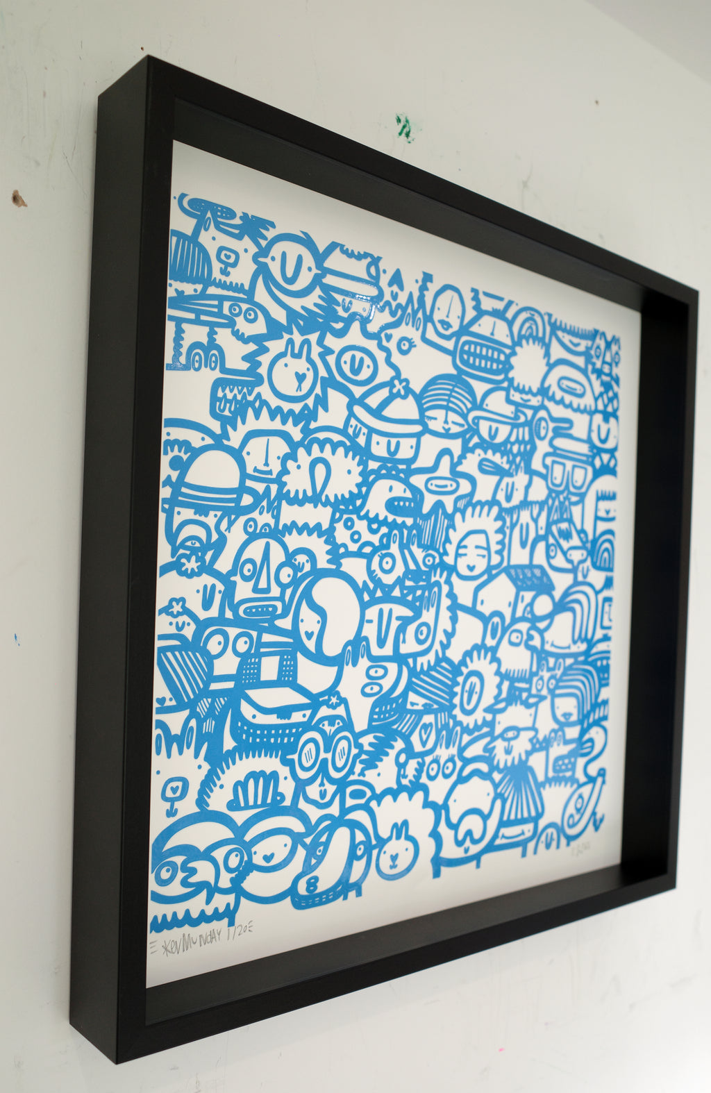 Smiley Society - Textured Giclee Print - Blue