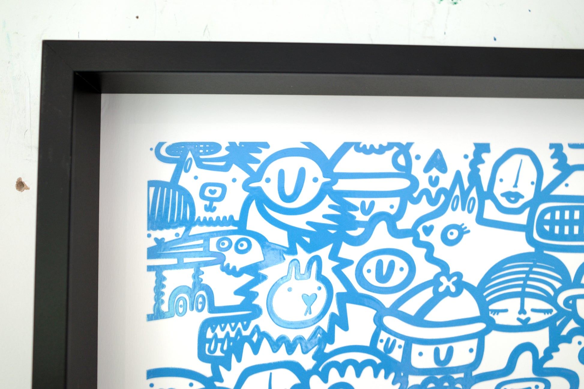 Smiley Society - Textured Giclee Print - Blue