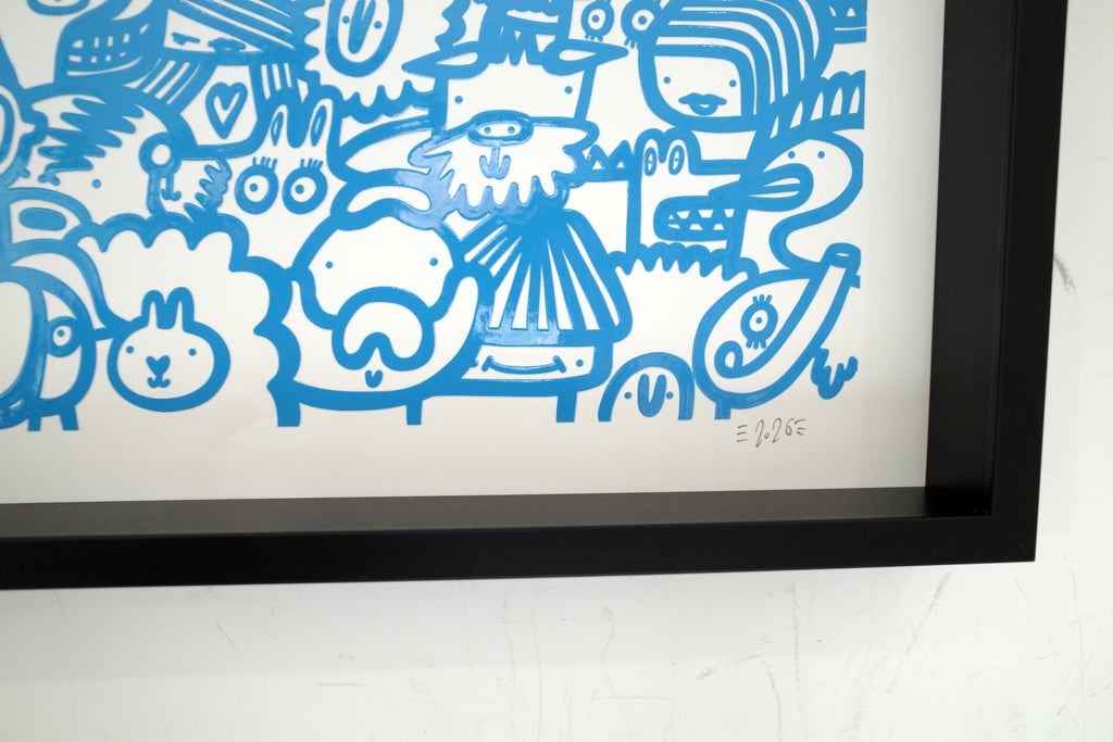 Smiley Society - Textured Giclee Print - Blue