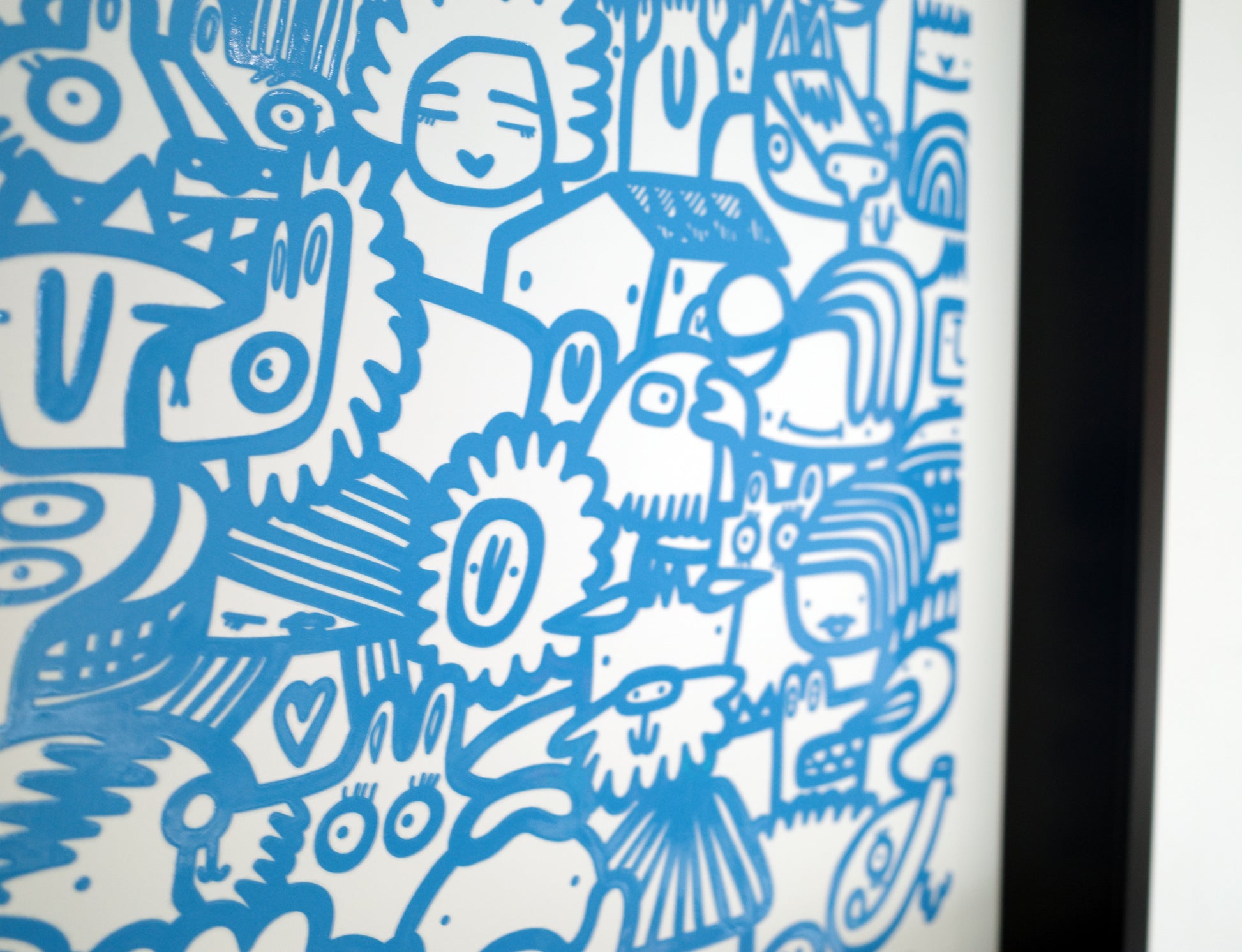 Smiley Society - Textured Giclee Print - Blue