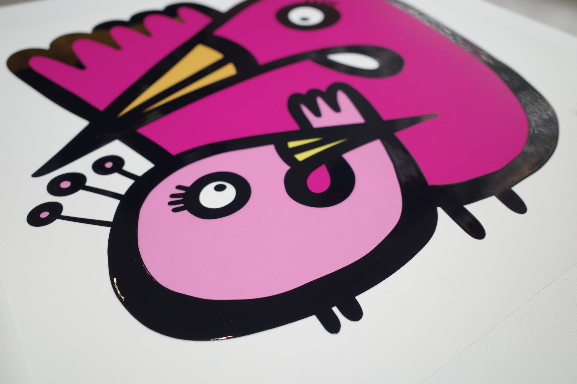 Two Flamingos - Textured Giclee Print