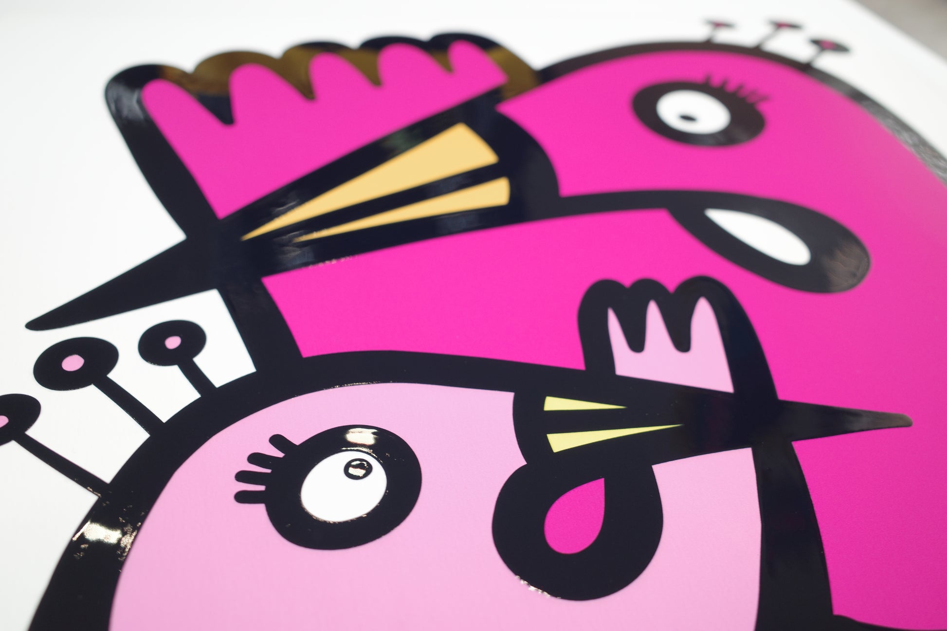 Two Flamingos - Textured Giclee Print