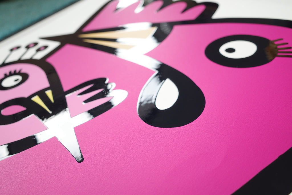 Two Flamingos - Textured Giclee Print