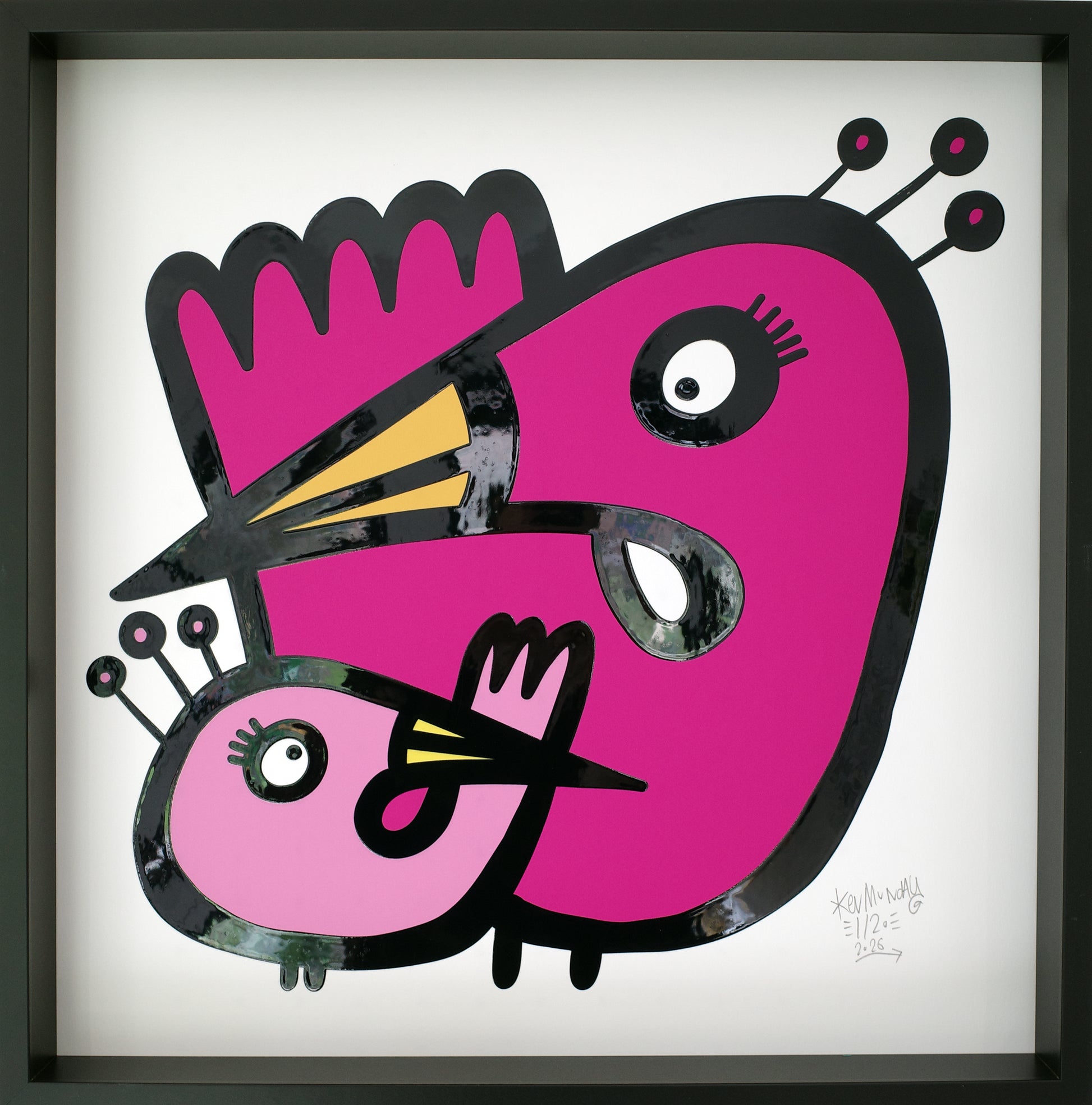 Two Flamingos - Textured Giclee Print