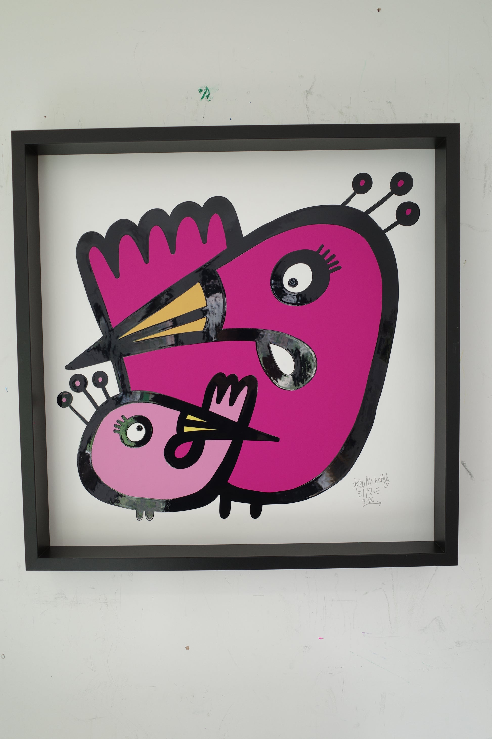 Two Flamingos - Textured Giclee Print