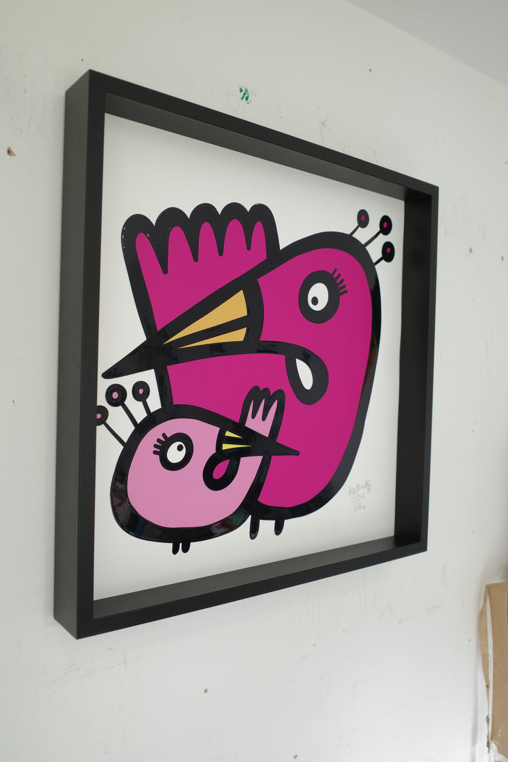 Two Flamingos - Textured Giclee Print
