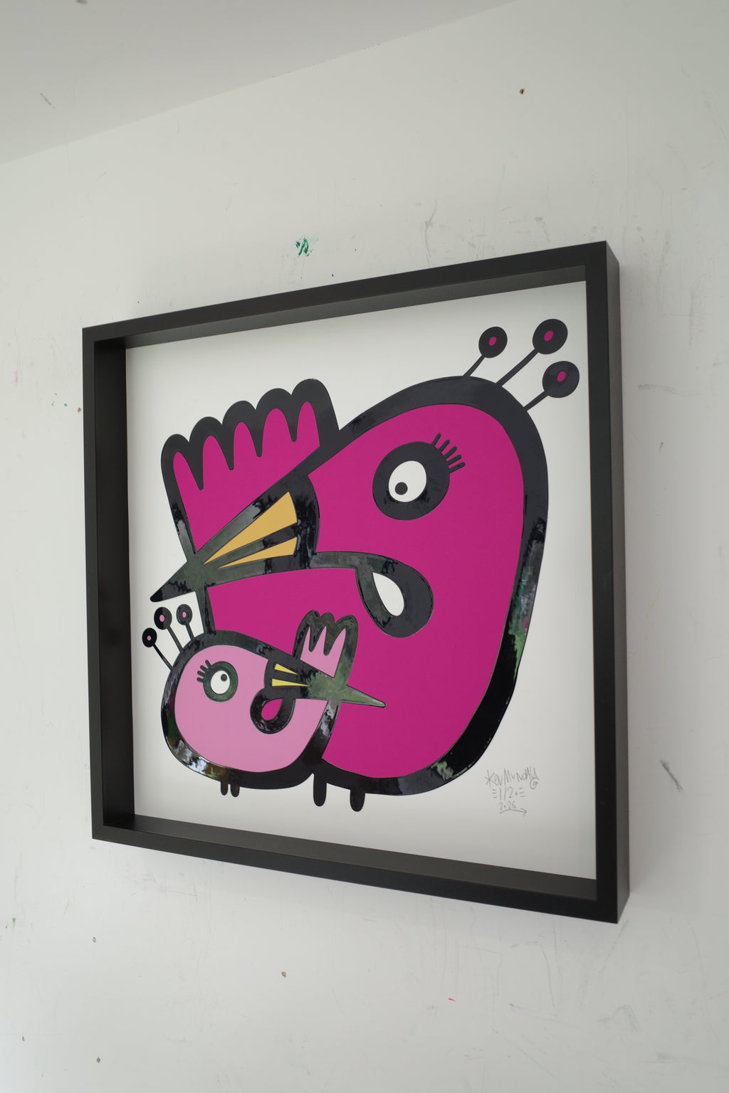 Two Flamingos - Textured Giclee Print