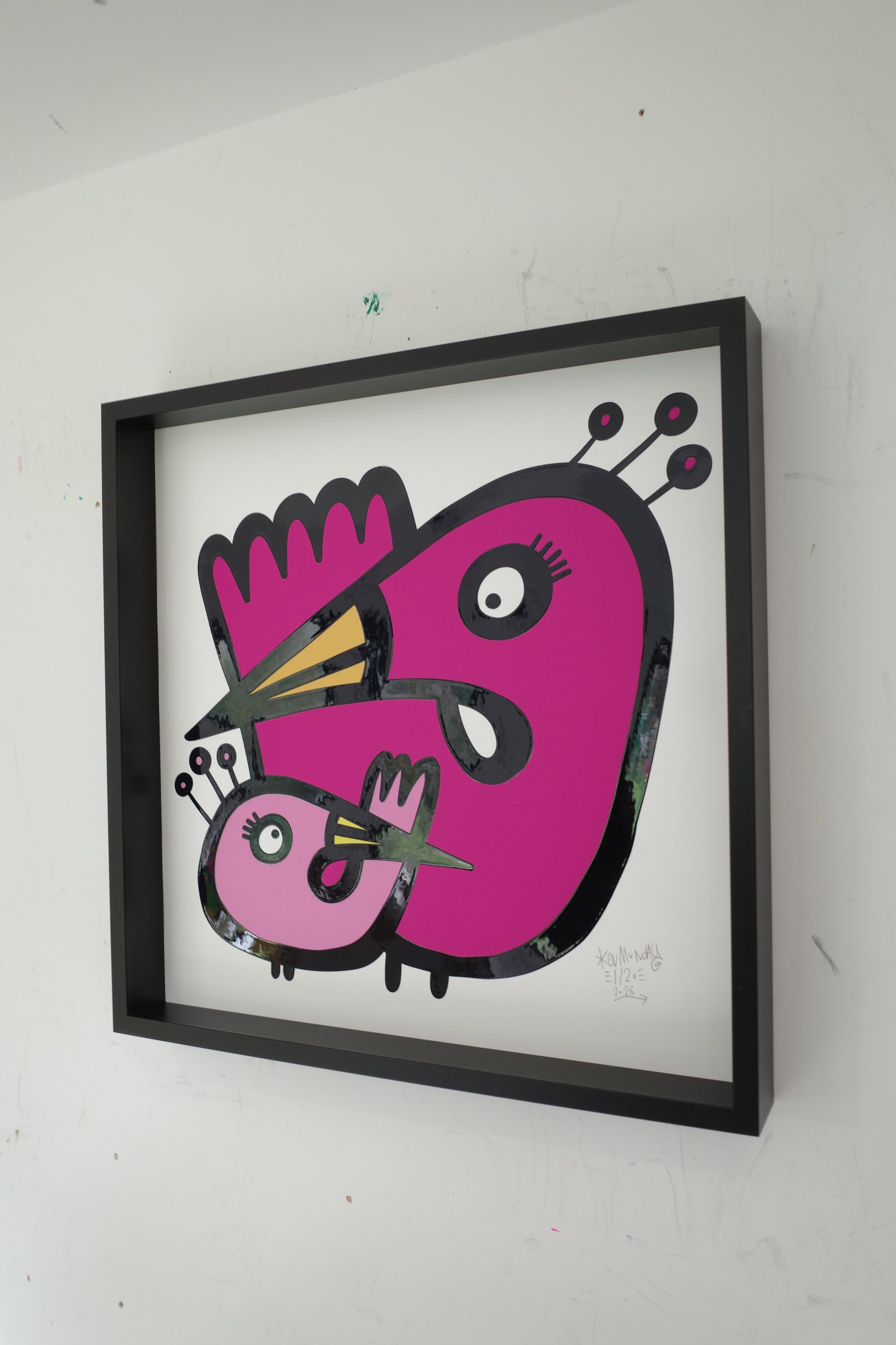 Two Flamingos - Textured Giclee Print