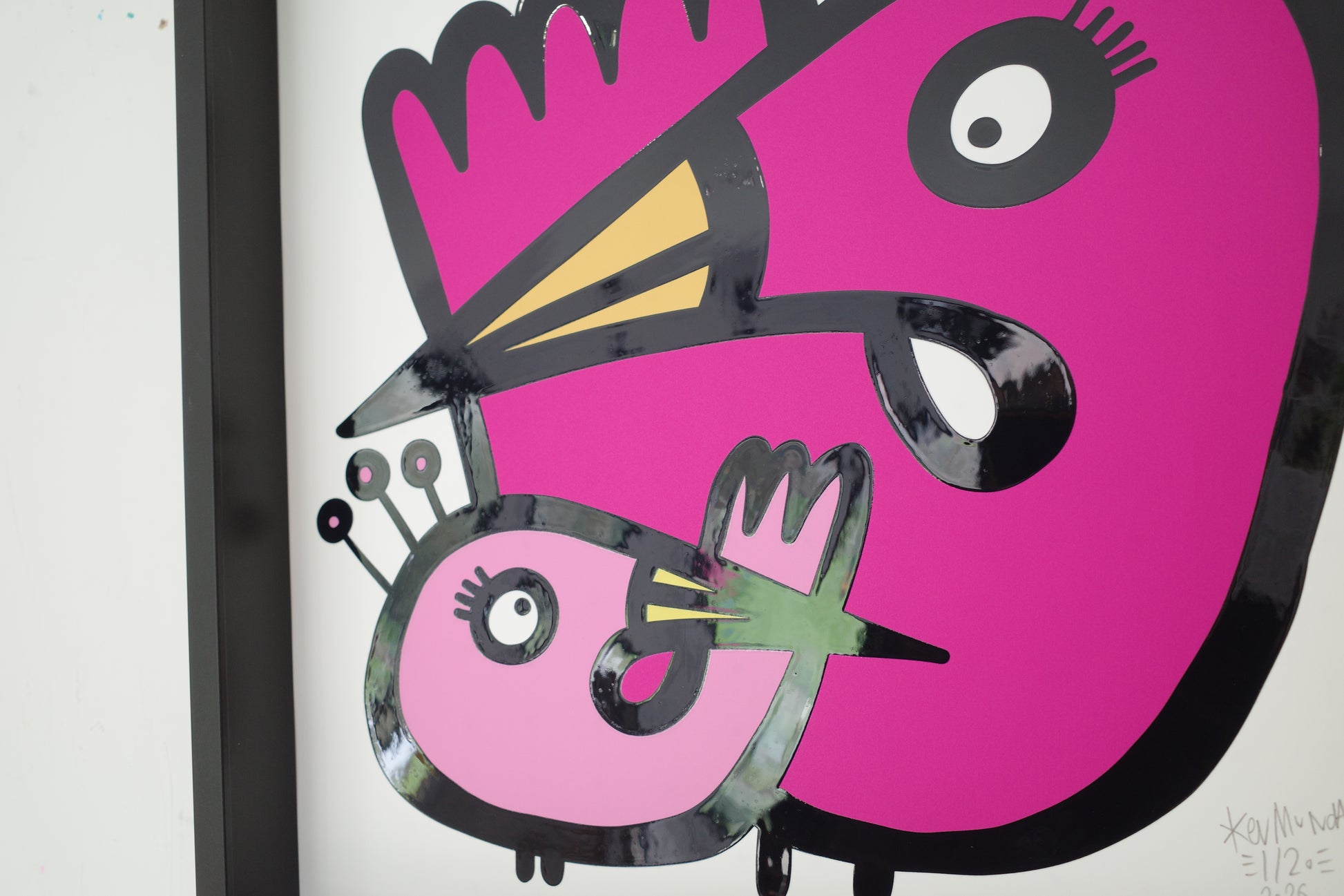 Two Flamingos - Textured Giclee Print