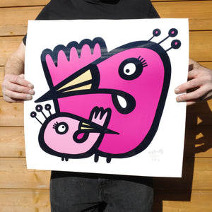 Two Flamingos - Textured Giclee Print