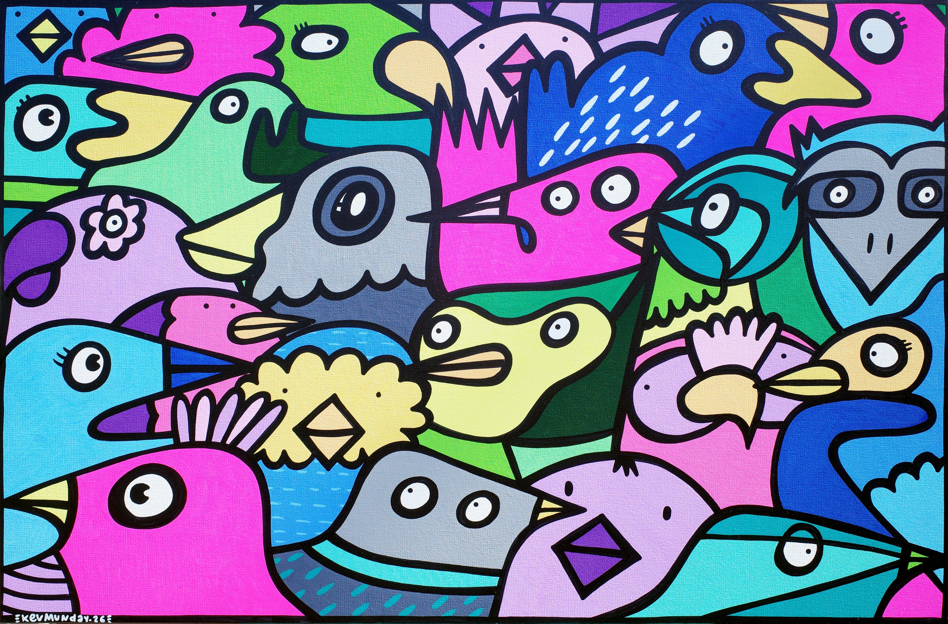 Cheerful Flock - Original Painting
