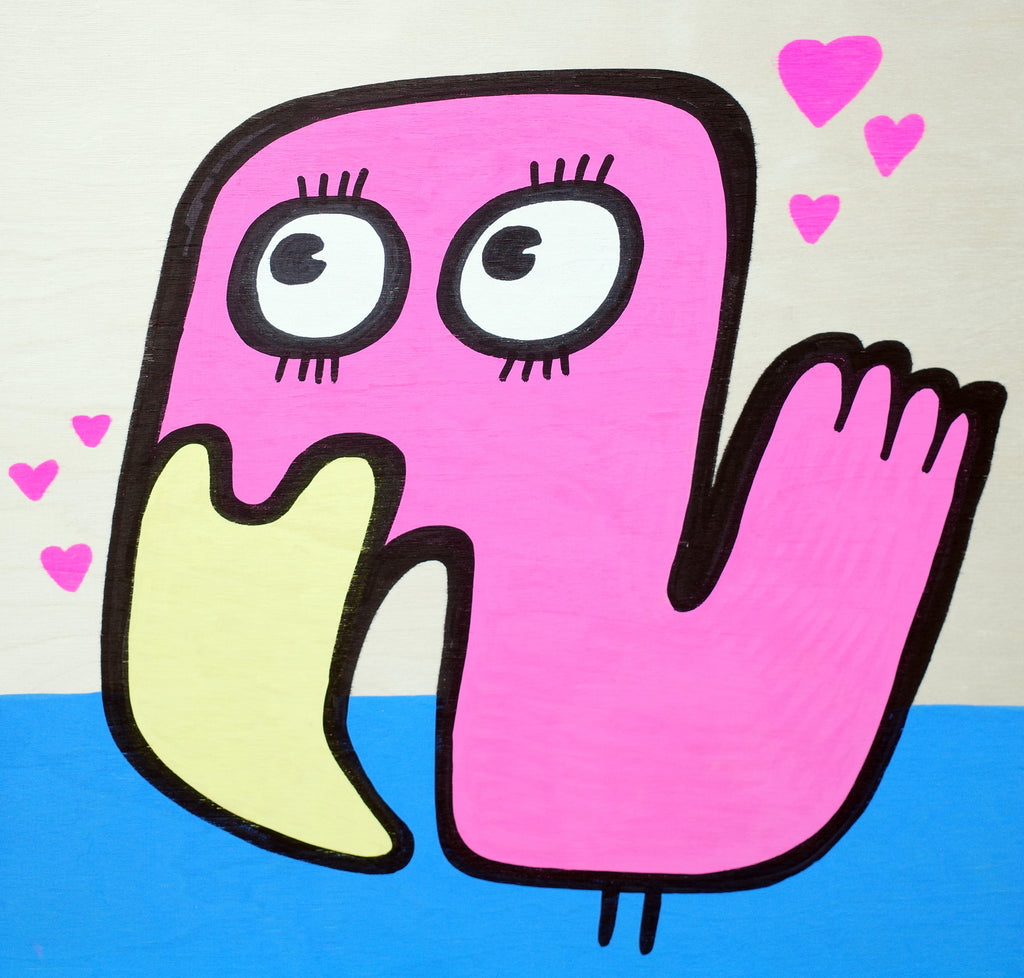 Love Flamingo - Original Painting on wood