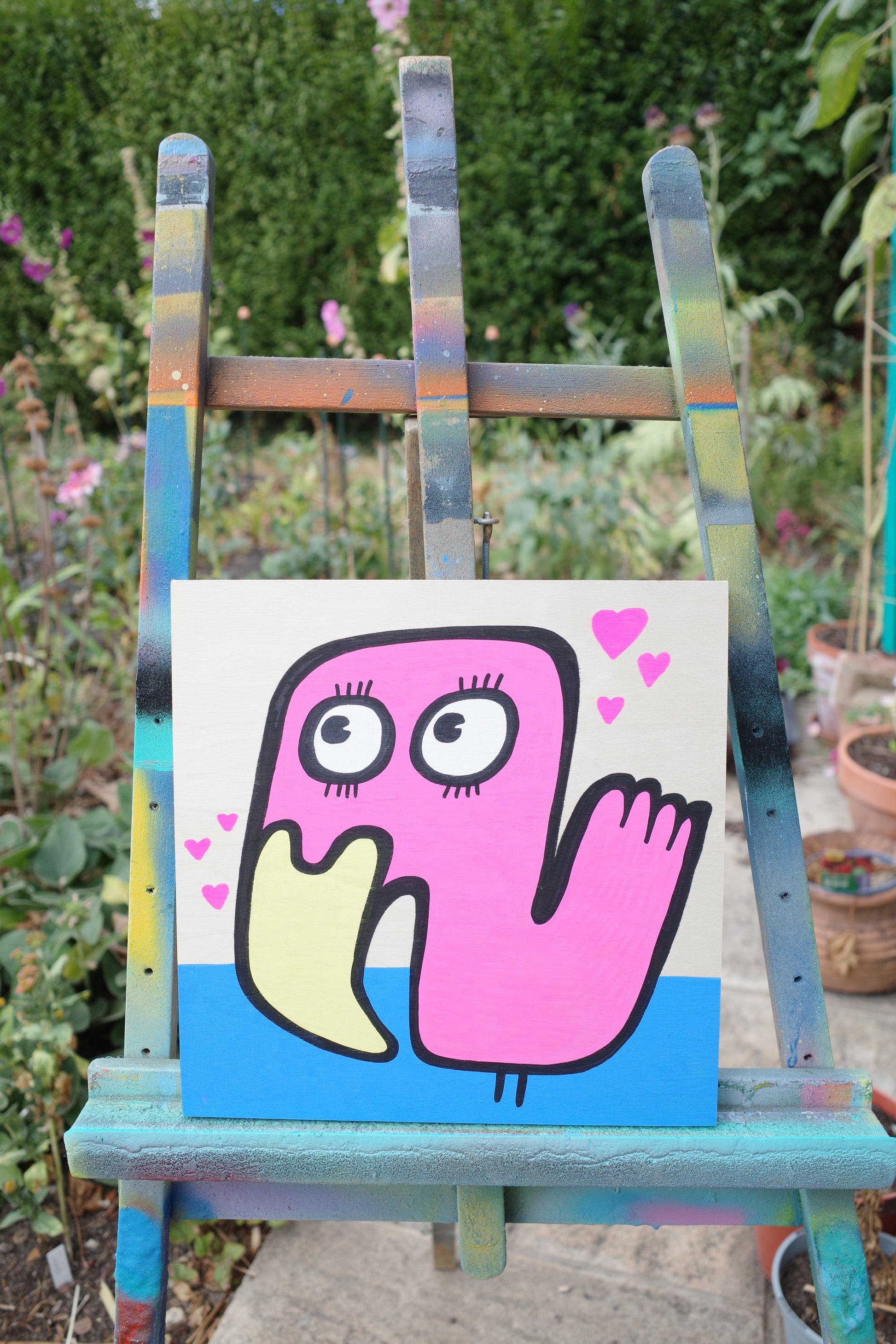 Love Flamingo - Original Painting on wood
