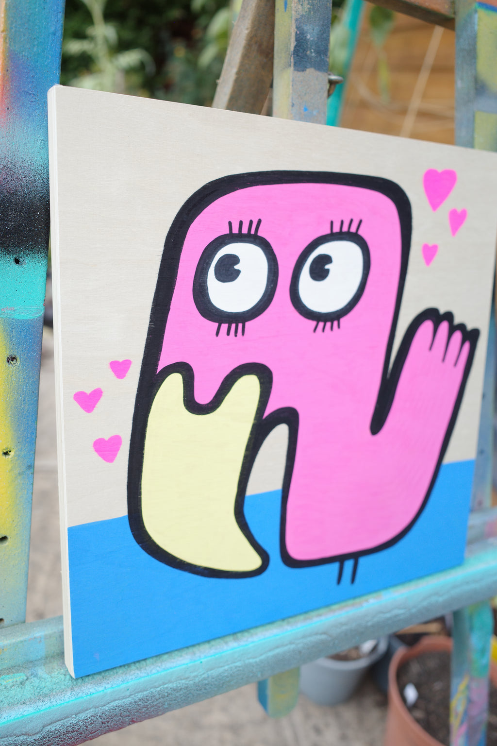 Love Flamingo - Original Painting on wood
