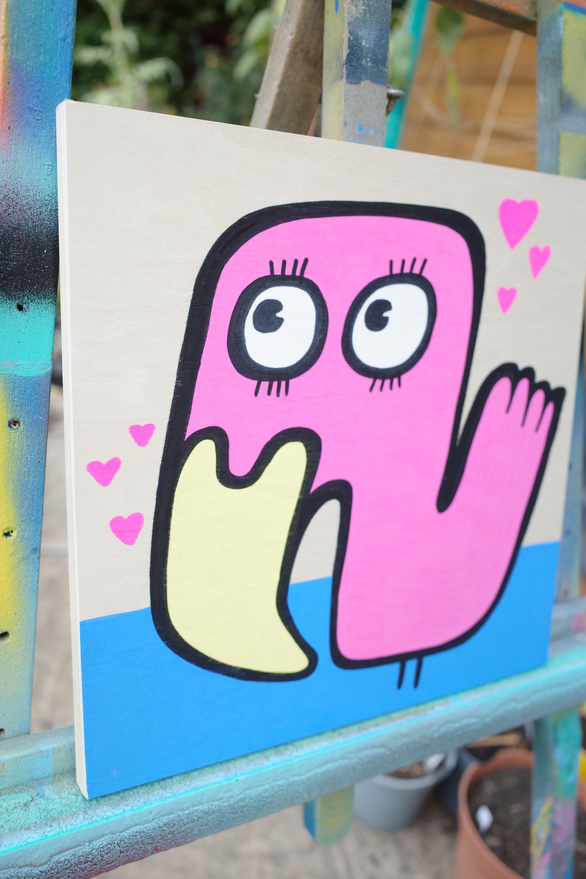 Love Flamingo - Original Painting on wood