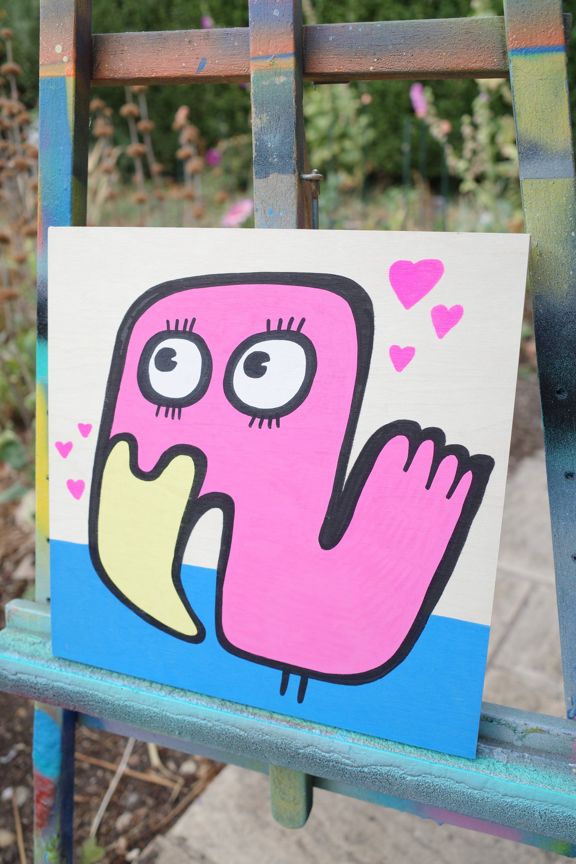 Love Flamingo - Original Painting on wood