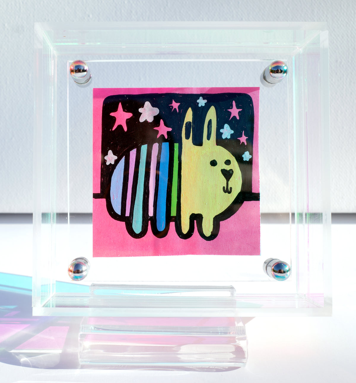 Rabbit & Stars - Framed Post-it Note