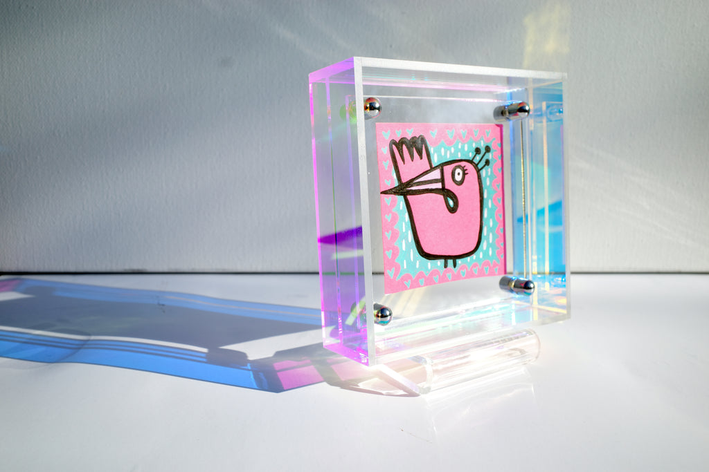 Rainy Flamingo - Framed Post-it Note