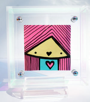 Pink Haired Girl - Framed Post-it Note