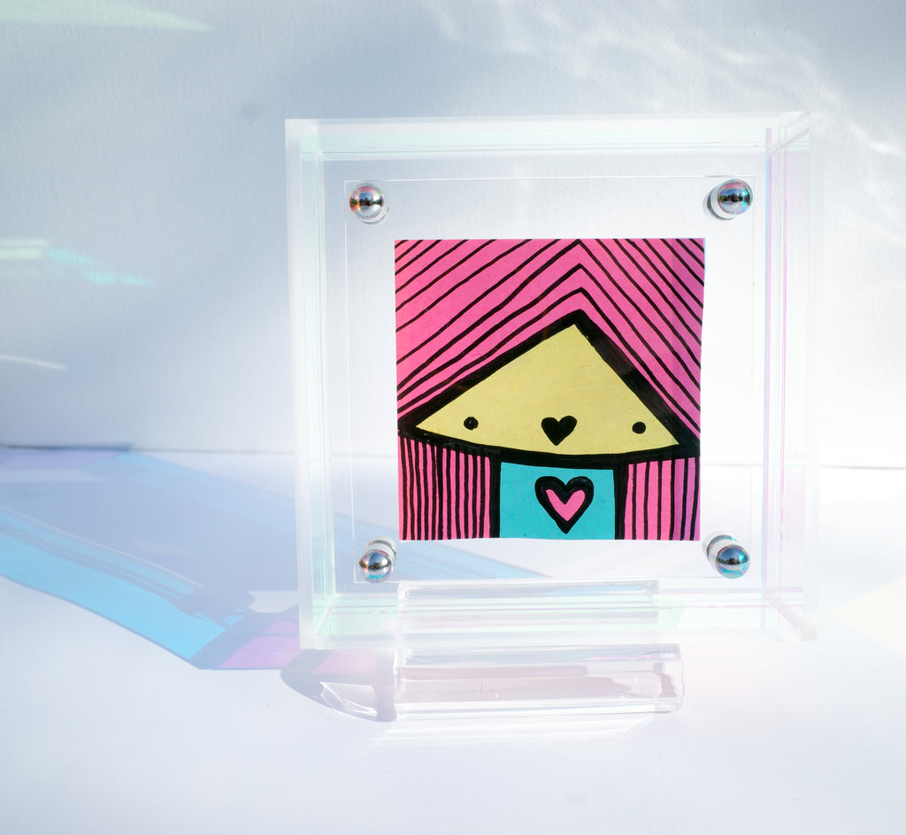 Pink Haired Girl - Framed Post-it Note
