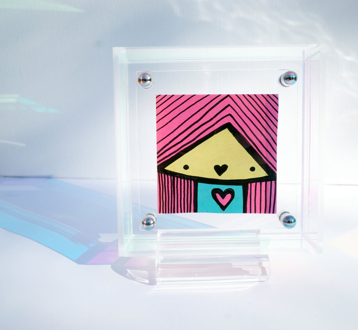 Pink Haired Girl - Framed Post-it Note