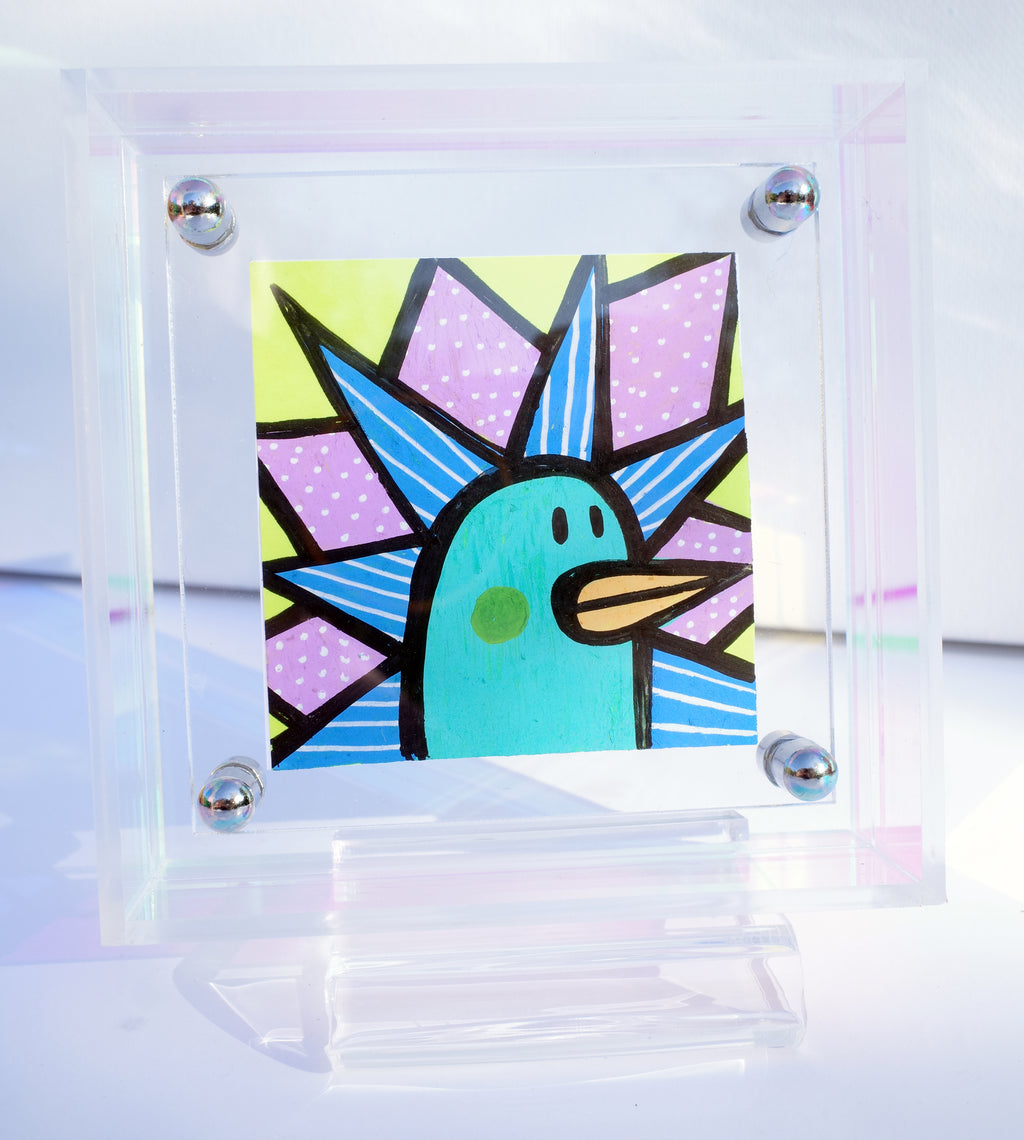 Jellybean Peacock - Framed Post-it Note