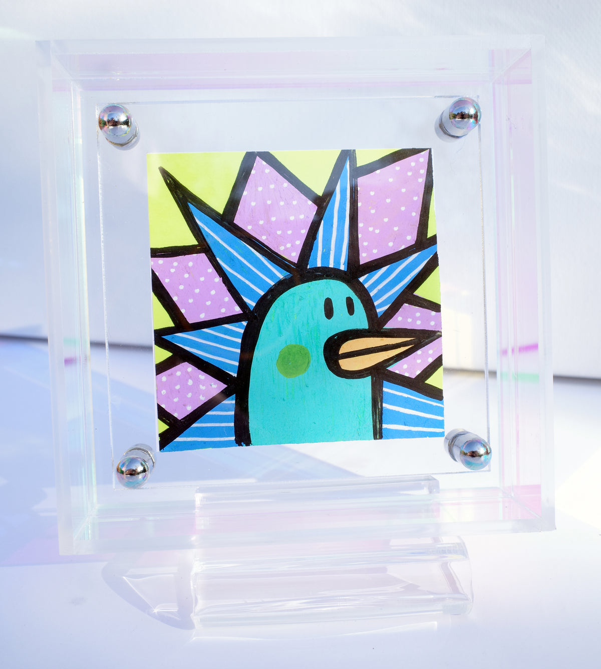 Jellybean Peacock - Framed Post-it Note