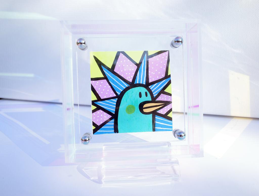 Jellybean Peacock - Framed Post-it Note