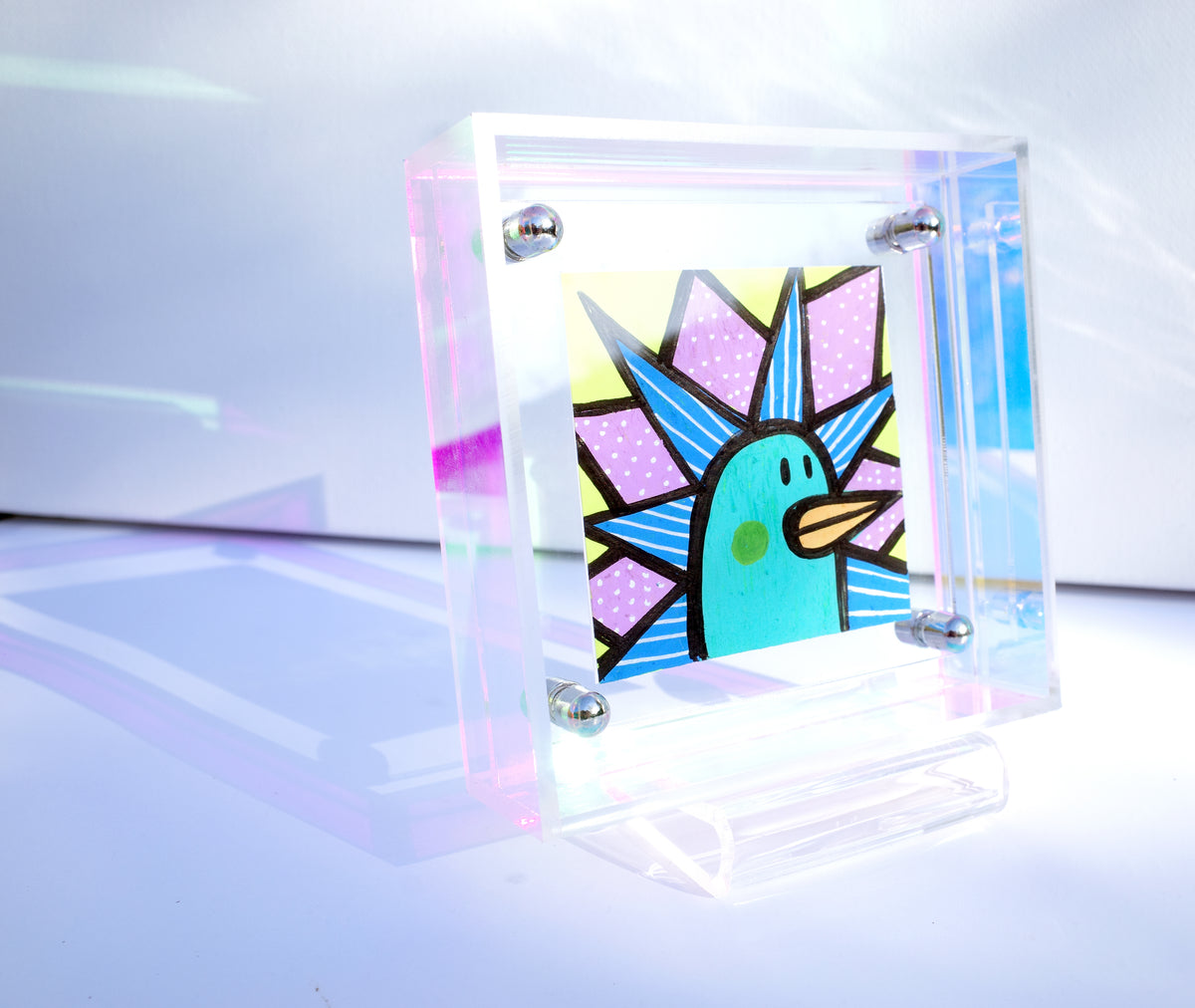 Jellybean Peacock - Framed Post-it Note