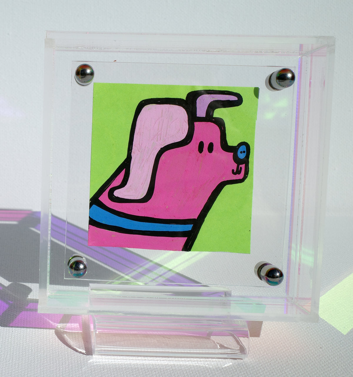 Diagonal Dog - Framed Post-it Note