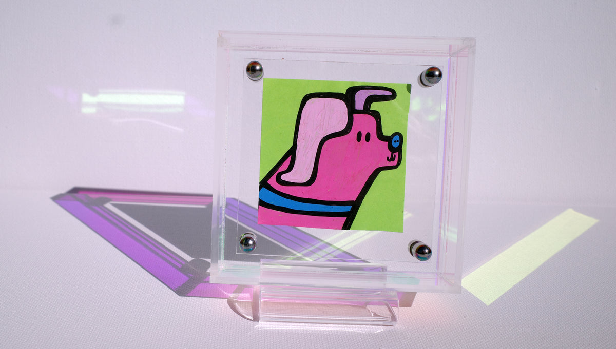 Diagonal Dog - Framed Post-it Note