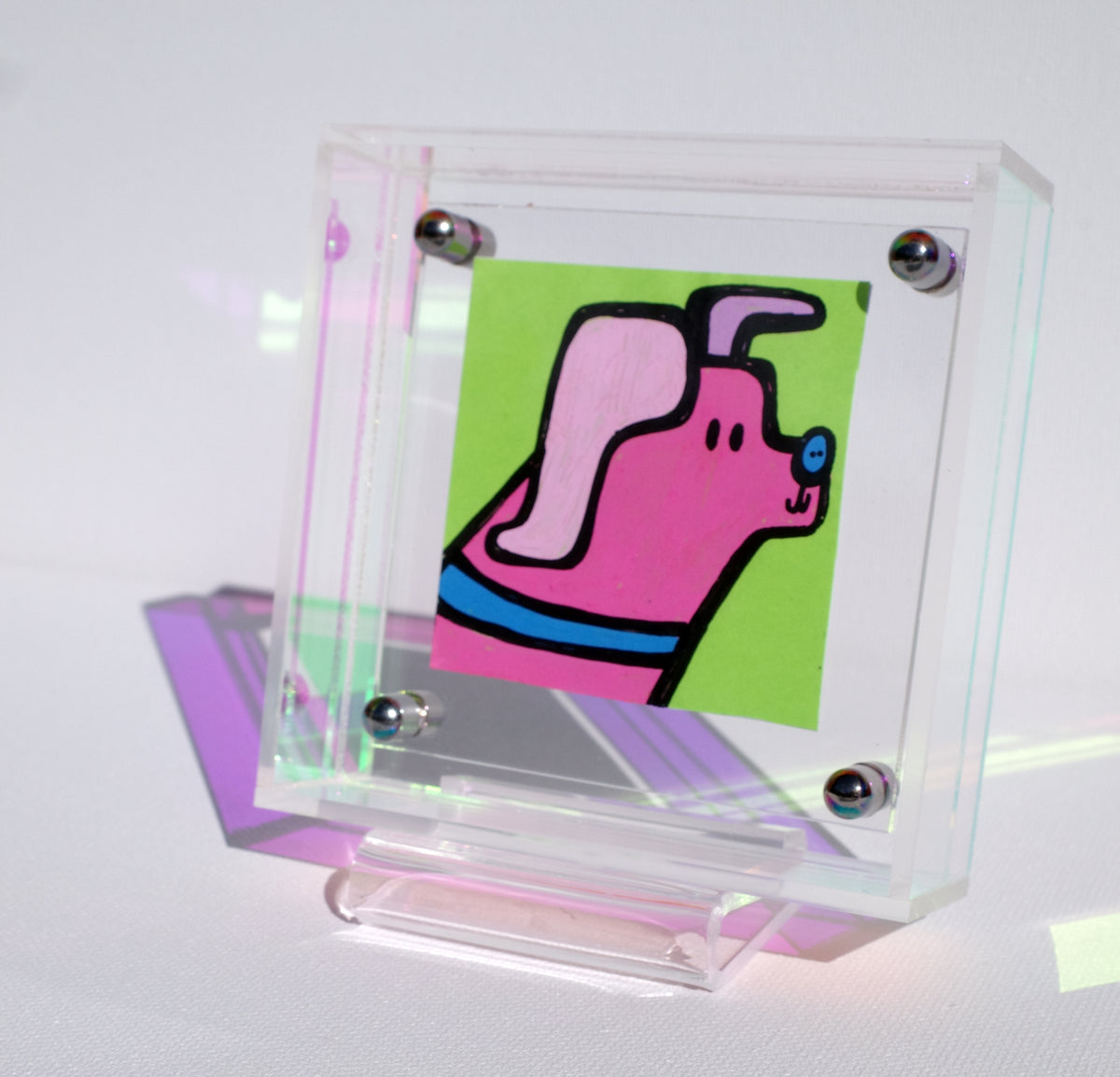 Diagonal Dog - Framed Post-it Note